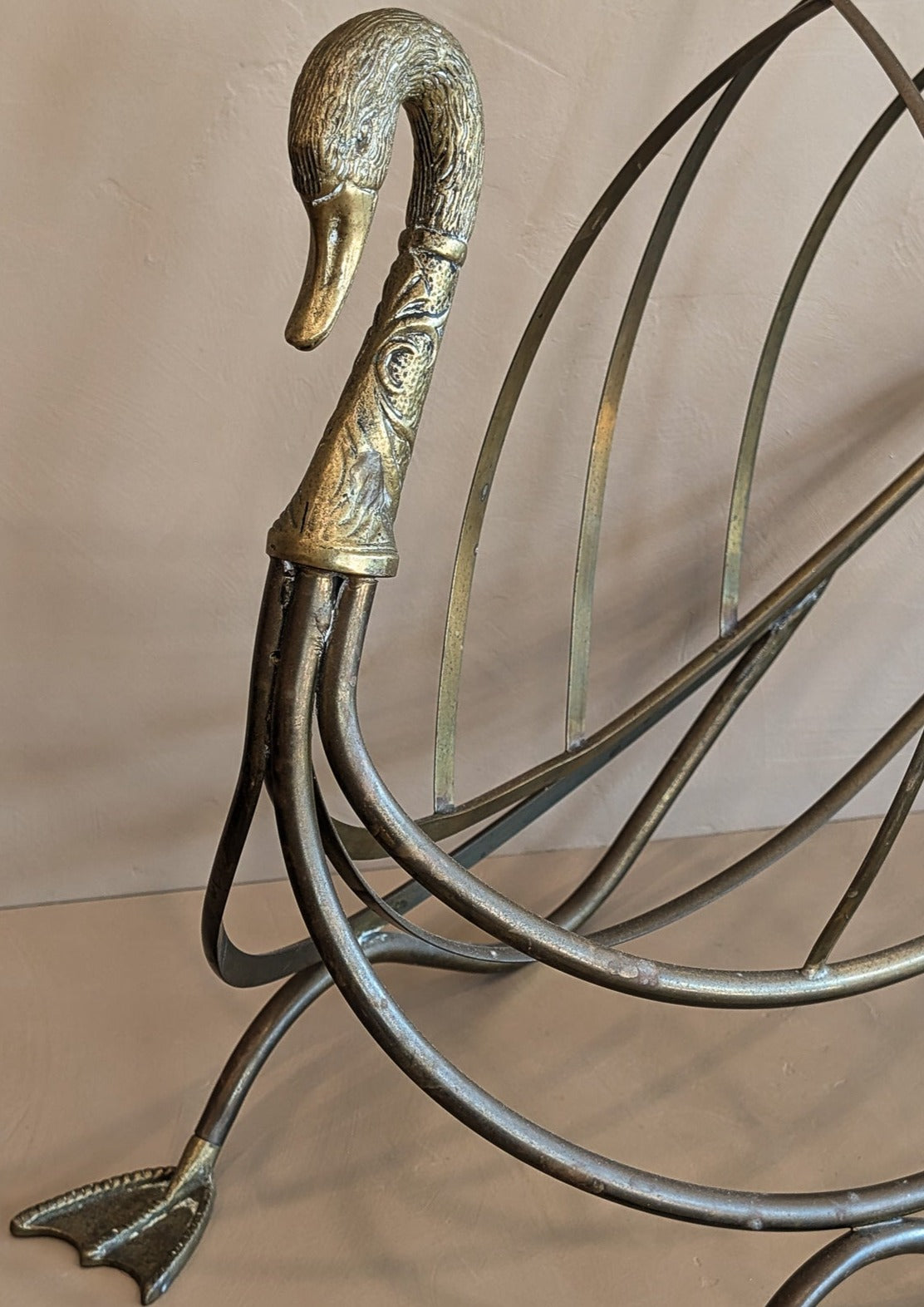 1960s Maison Jansen Attributed Brass Swan Magazine Rack