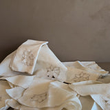 Vintage Cream Scallop Edged Napkin with Floral Detailing