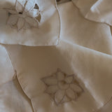 Vintage Cream Scallop Edged Napkin with Floral Detailing