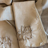 Vintage Cream Scallop Edged Napkin with Floral Detailing