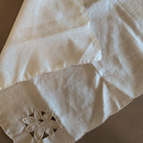 Vintage Cream Scallop Edged Napkin with Floral Detailing