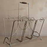 Midcentury Brass and Wood Magazine Rack