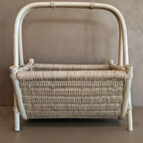 Vintage Whitewash Rattan and Wicker Magazine Rack