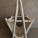 Vintage Whitewash Rattan and Wicker Magazine Rack