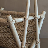 Vintage Whitewash Rattan and Wicker Magazine Rack