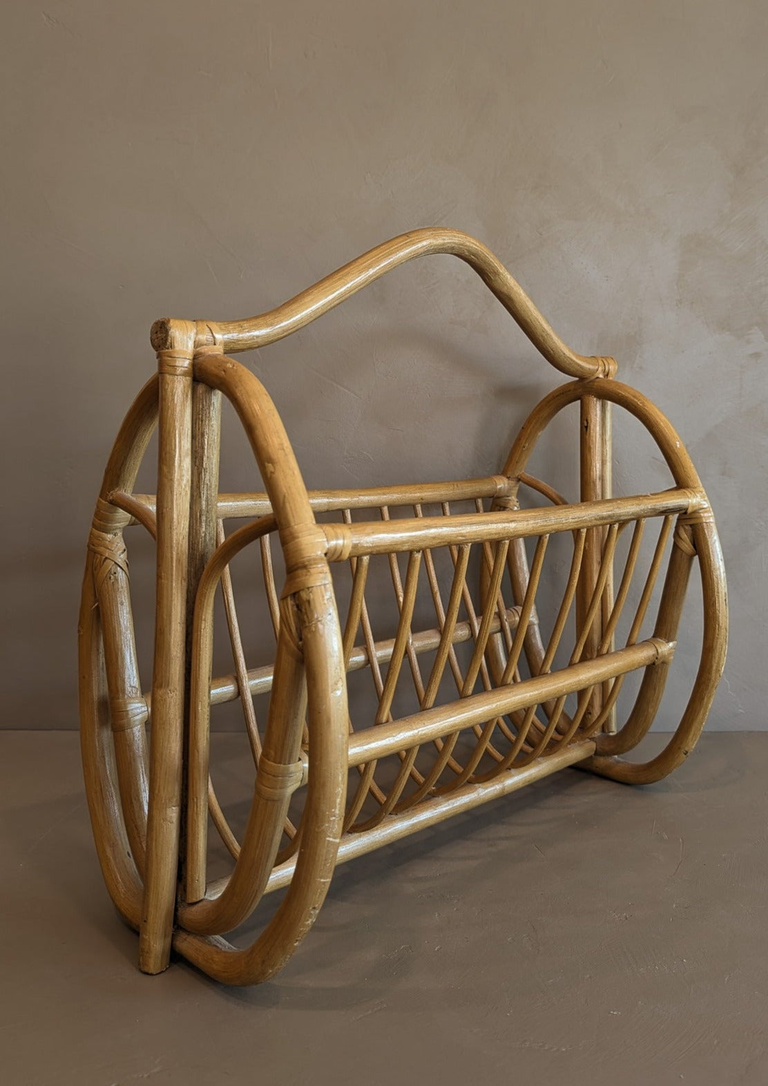 Unique Vintage Rattan Magazine Rack