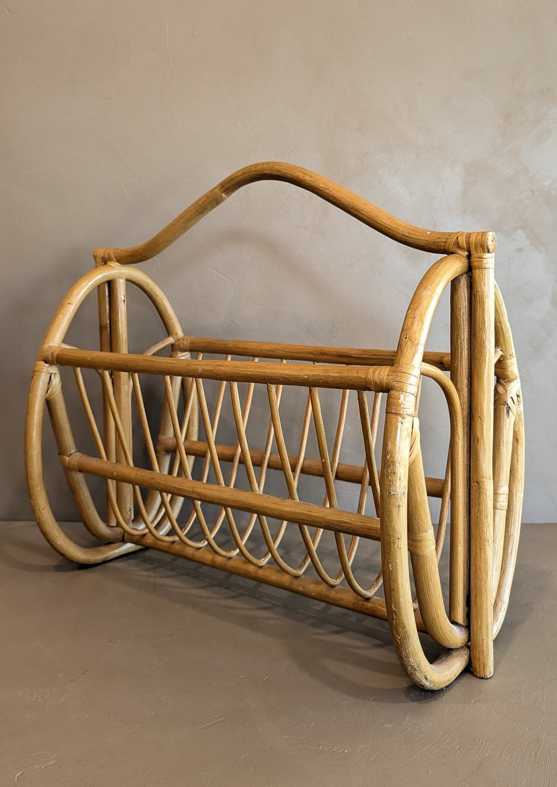 Unique Vintage Rattan Magazine Rack