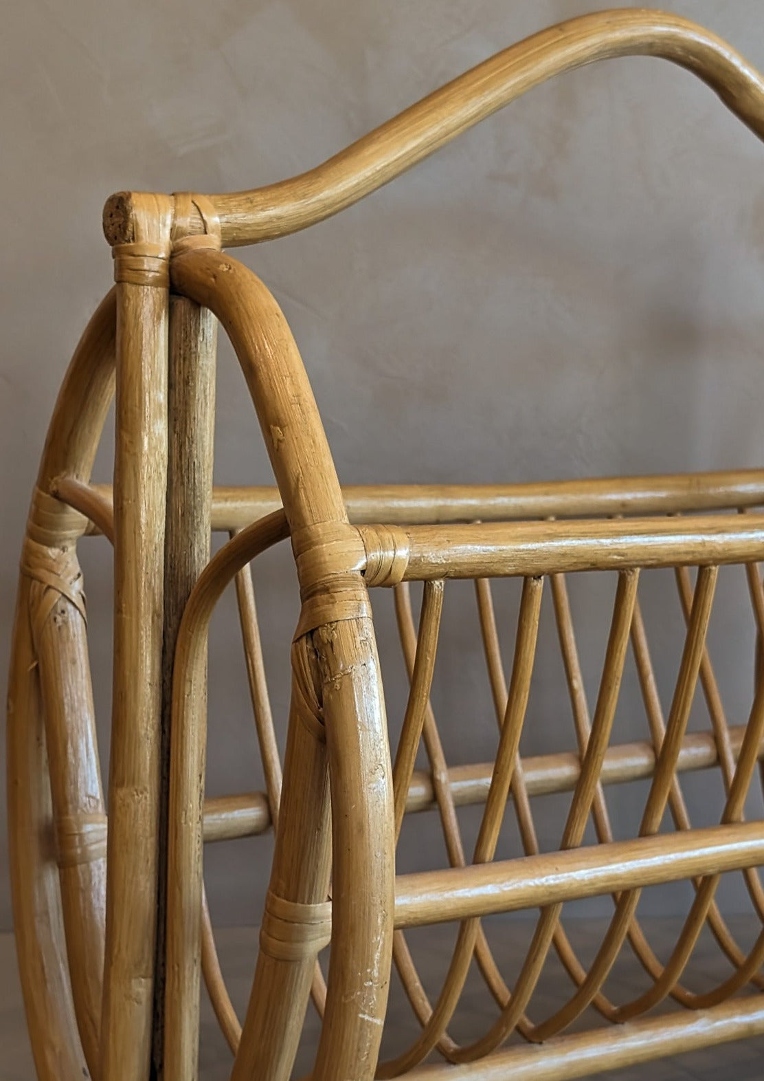 Unique Vintage Rattan Magazine Rack