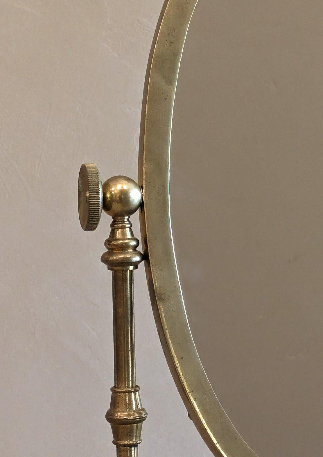 Vintage English Brass Tabletop Shaving/Vanity Mirror