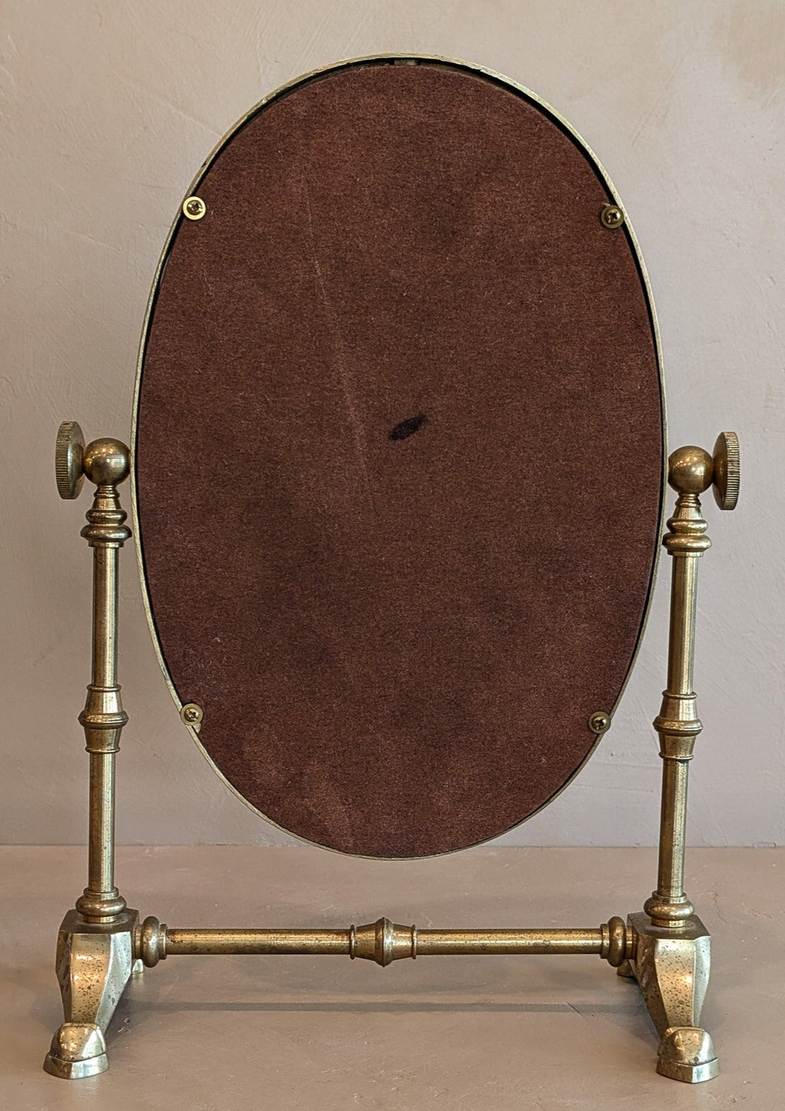 Vintage English Brass Tabletop Shaving/Vanity Mirror