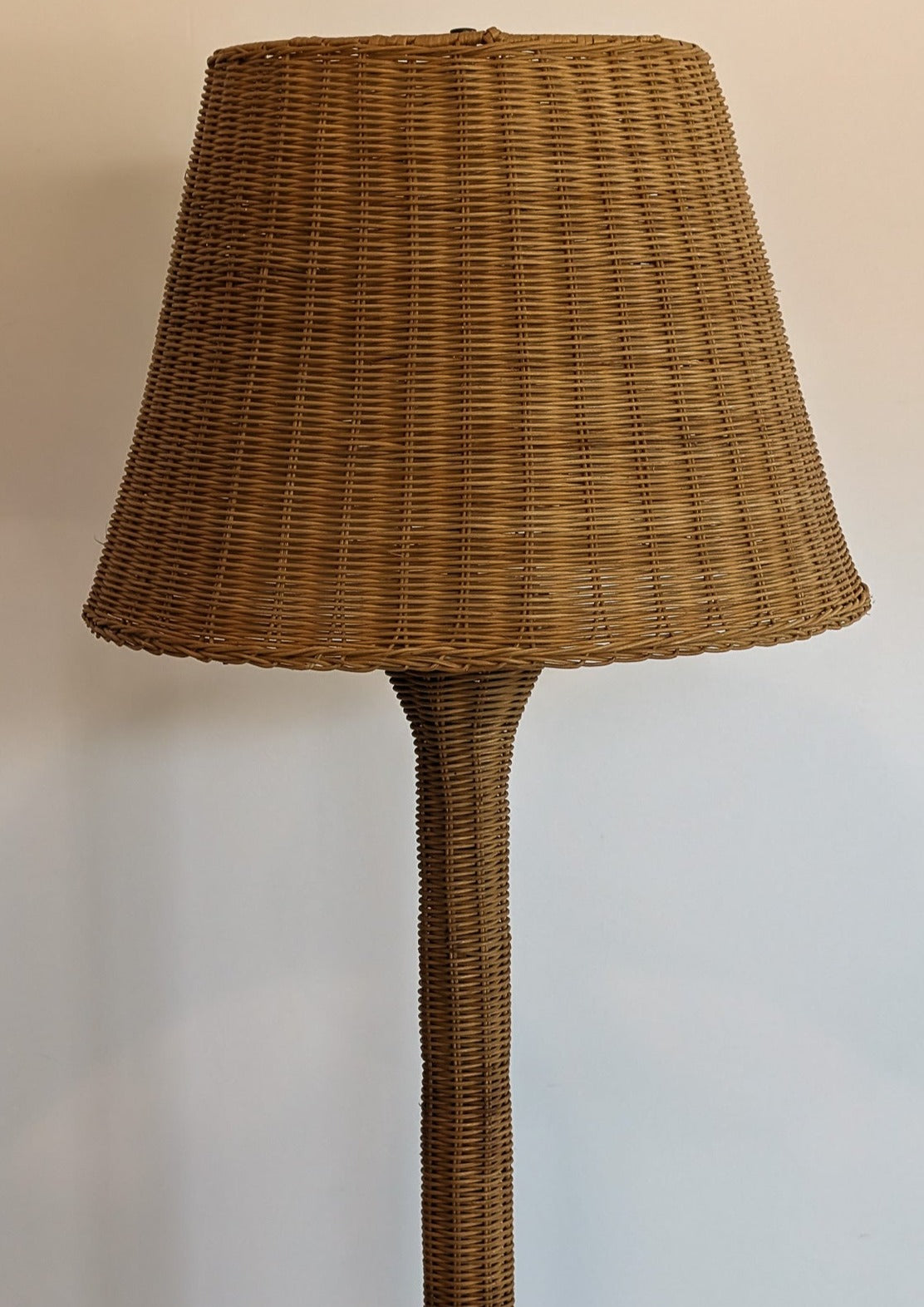 Vintage Wicker Floor Lamp and Matching Original Wicker Lampshade