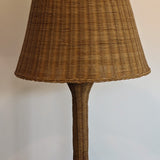 Vintage Wicker Floor Lamp and Matching Original Wicker Lampshade