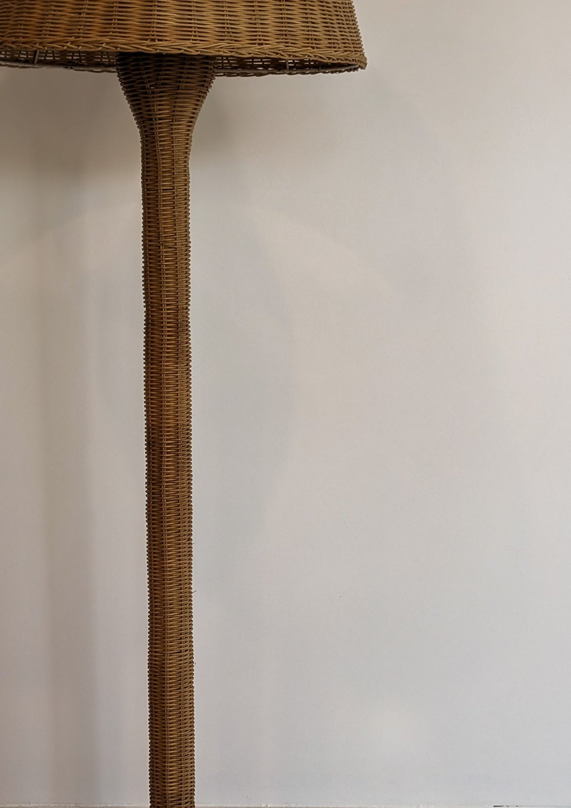 Vintage Wicker Floor Lamp and Matching Original Wicker Lampshade