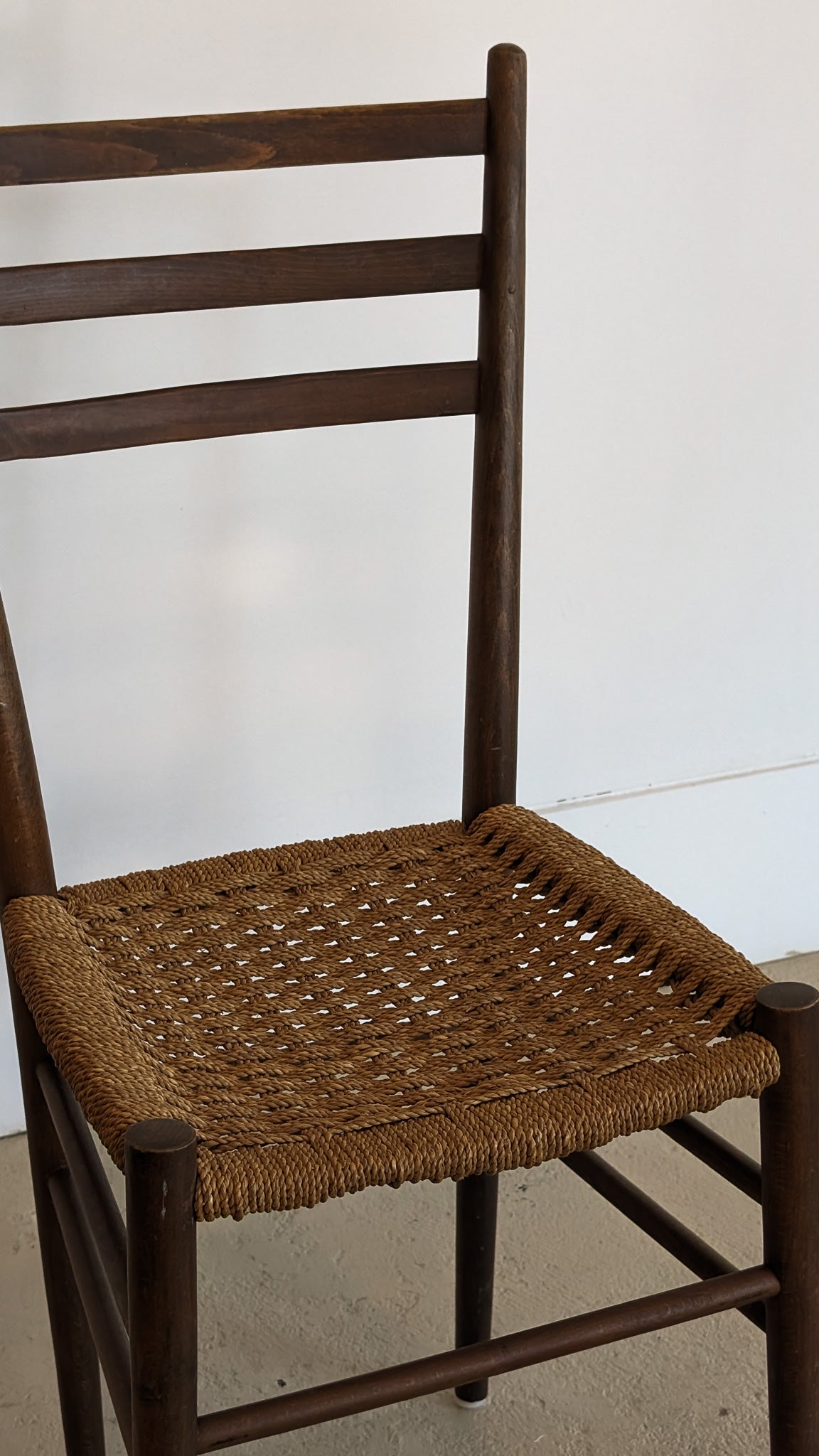 Vintage Italian Wood and Rope Accent Chair