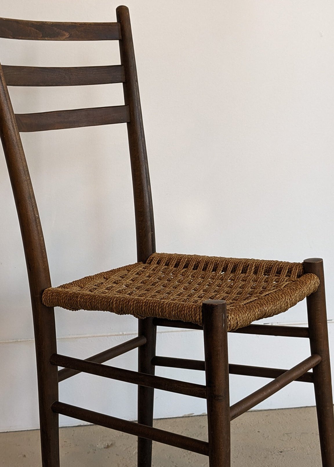 Vintage Italian Wood and Rope Accent Chair