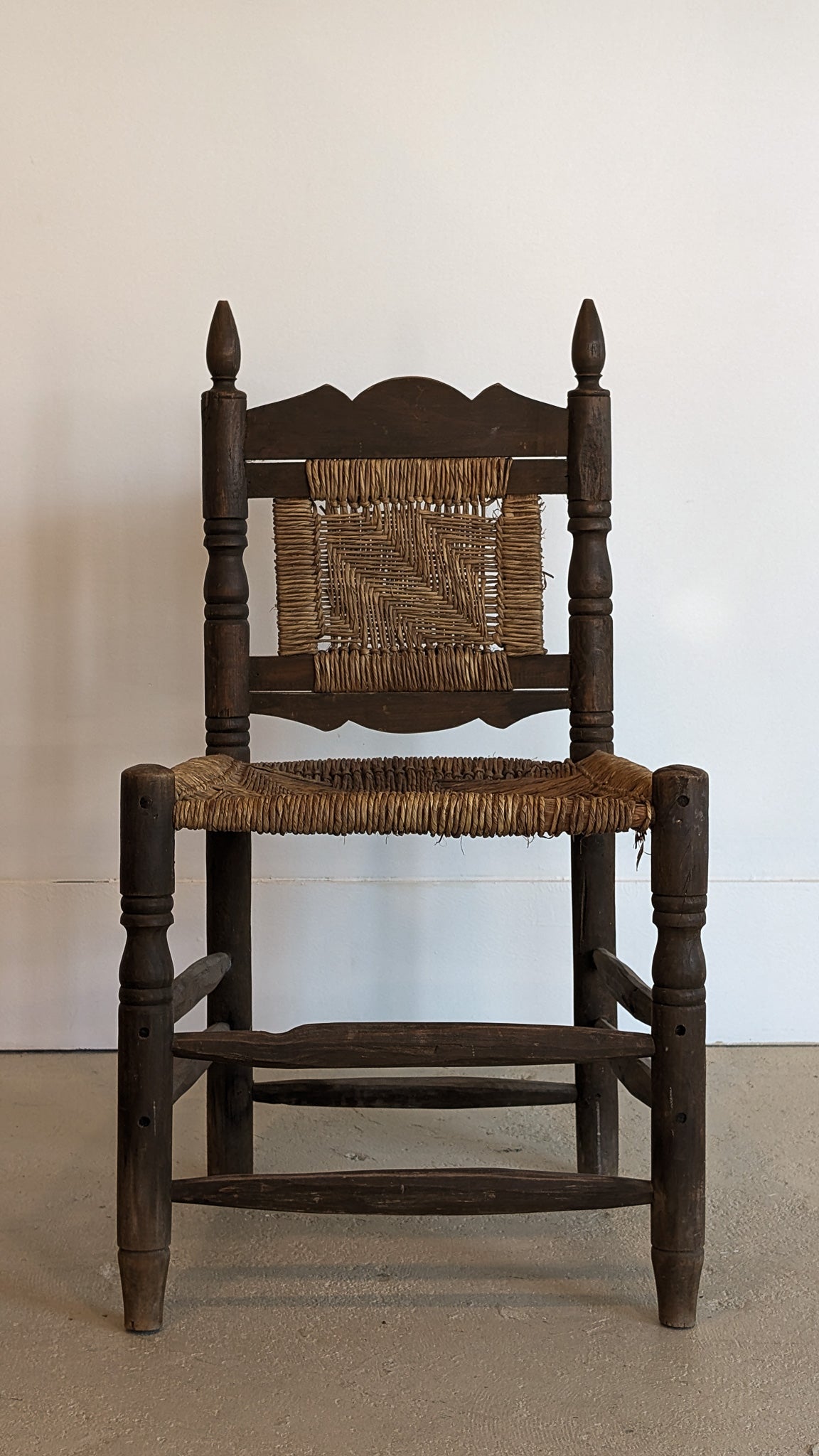 Vintage Mexican Wood and Woven Accent Chair