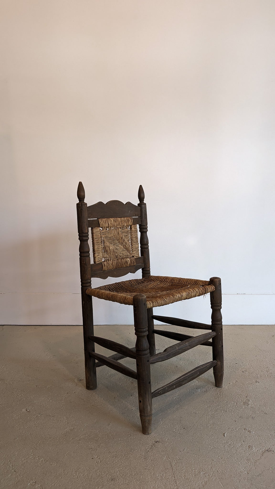 Vintage Mexican Wood and Woven Accent Chair