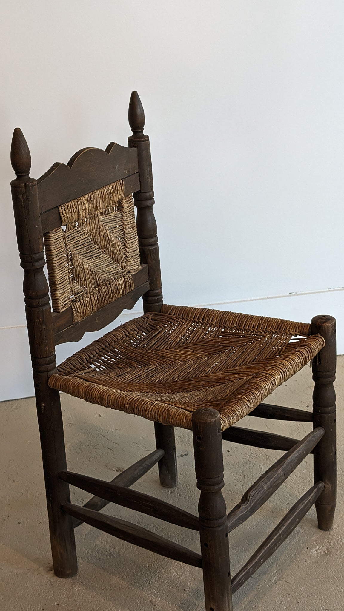 Vintage Mexican Wood and Woven Accent Chair