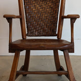 1940s Vintage Old Hickory American Provincial Paddle Arm Chair with Woven Back