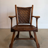 1940s Vintage Old Hickory American Provincial Paddle Arm Chair with Woven Back