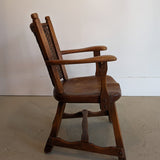 1940s Vintage Old Hickory American Provincial Paddle Arm Chair with Woven Back