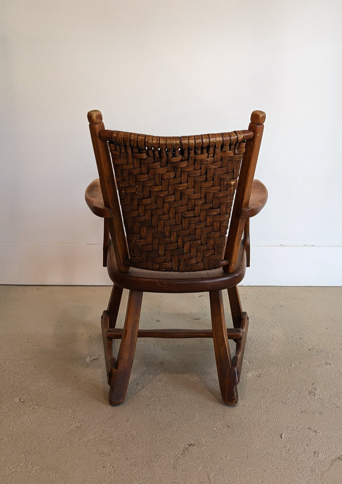 1940s Vintage Old Hickory American Provincial Paddle Arm Chair with Woven Back