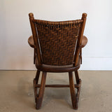 1940s Vintage Old Hickory American Provincial Paddle Arm Chair with Woven Back