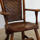 1940s Vintage Old Hickory American Provincial Paddle Arm Chair with Woven Back