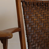 1940s Vintage Old Hickory American Provincial Paddle Arm Chair with Woven Back