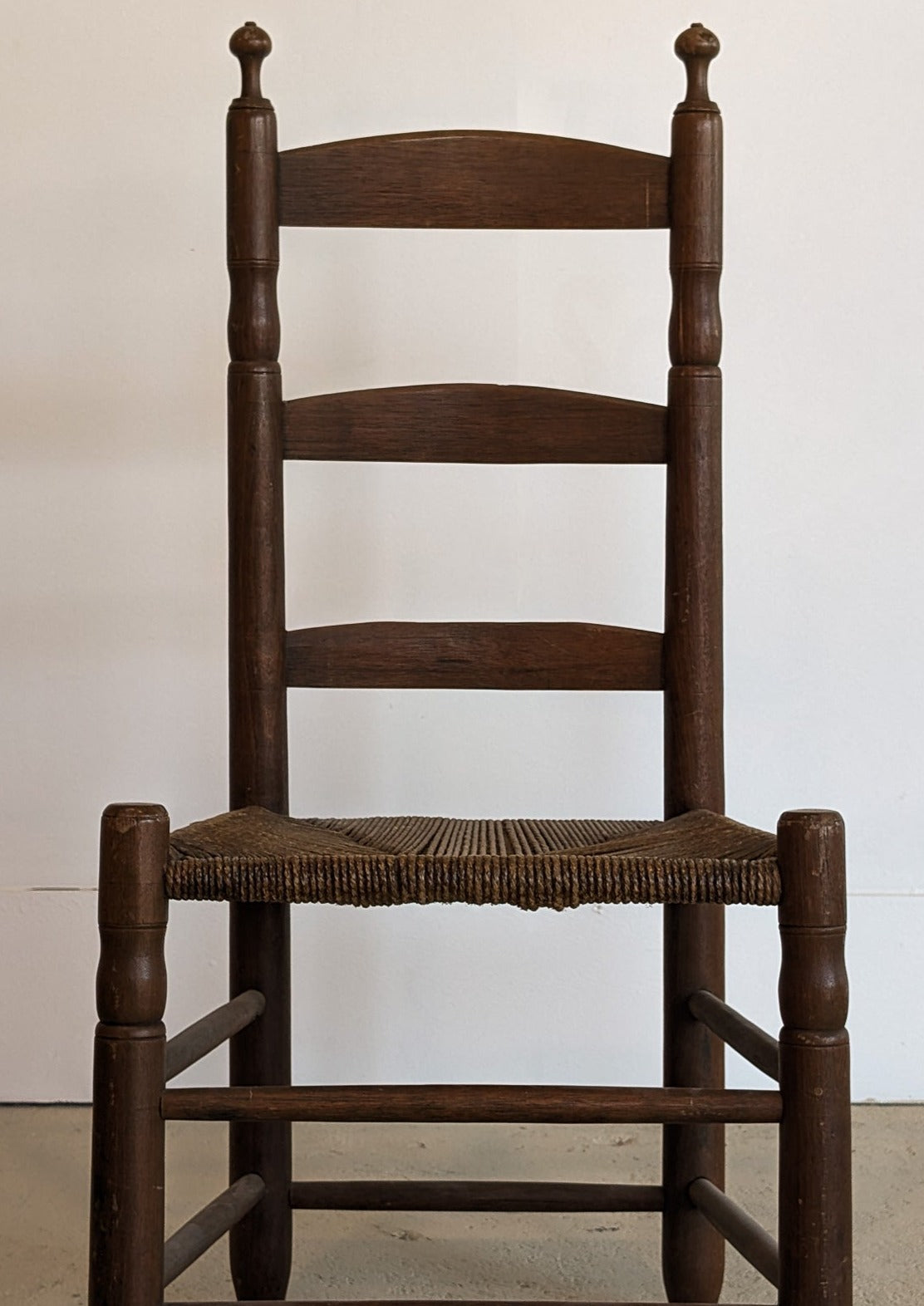 Antique Ladder Back Chair with Woven Seat