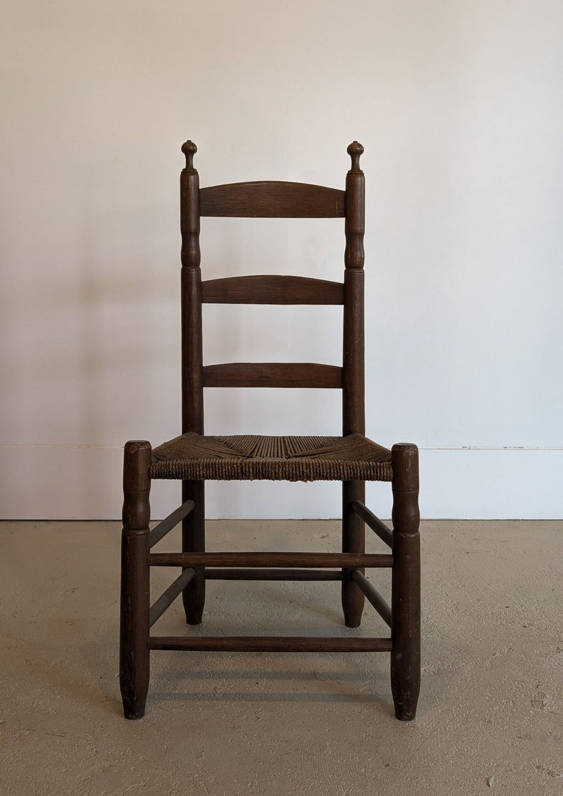 Antique Ladder Back Chair with Woven Seat