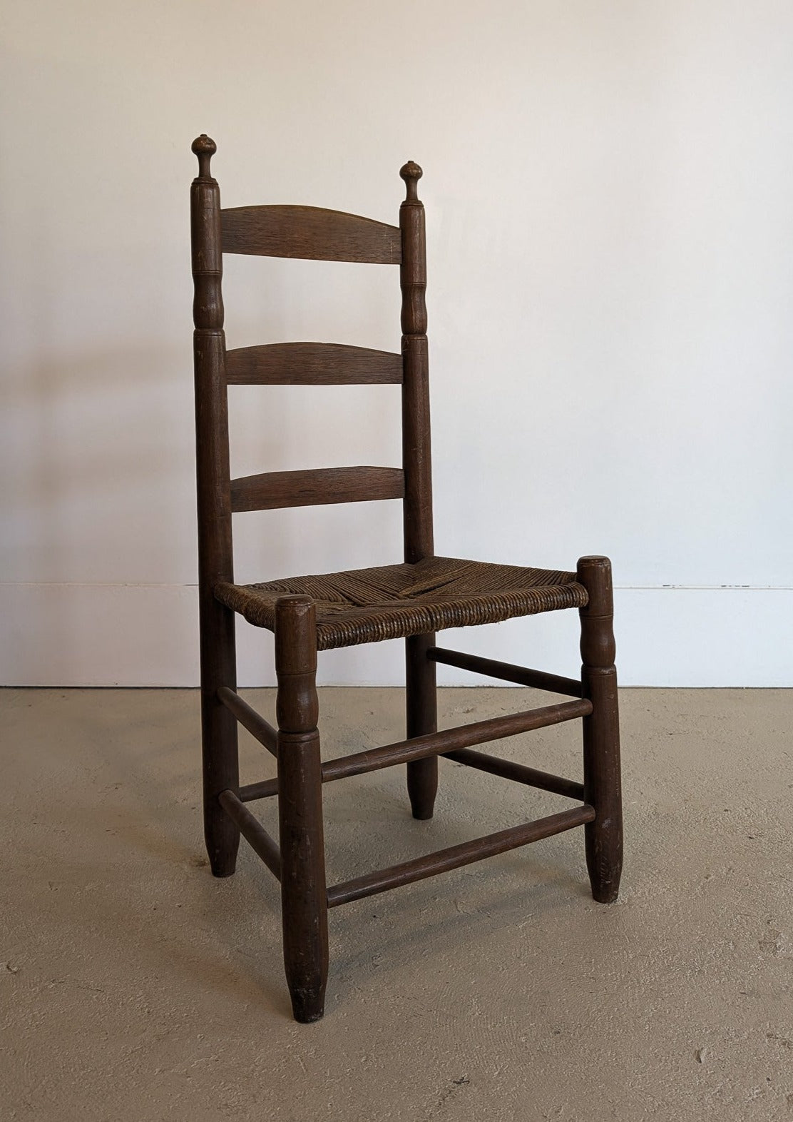 Antique Ladder Back Chair with Woven Seat