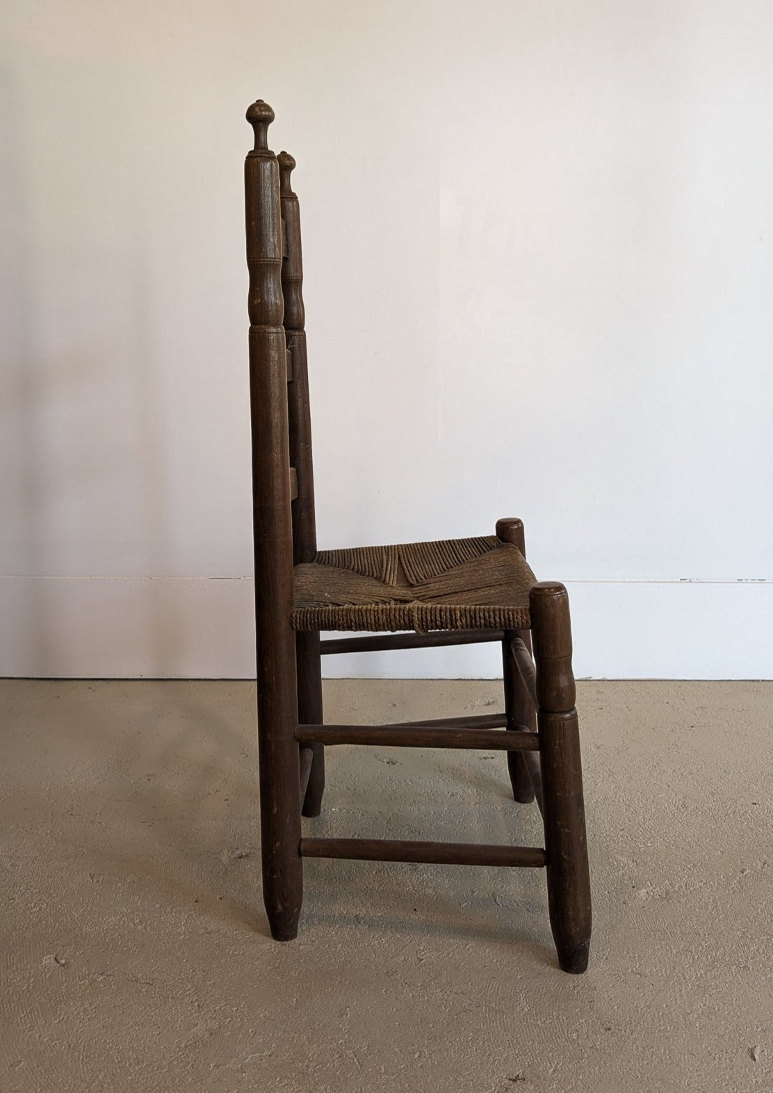 Antique Ladder Back Chair with Woven Seat