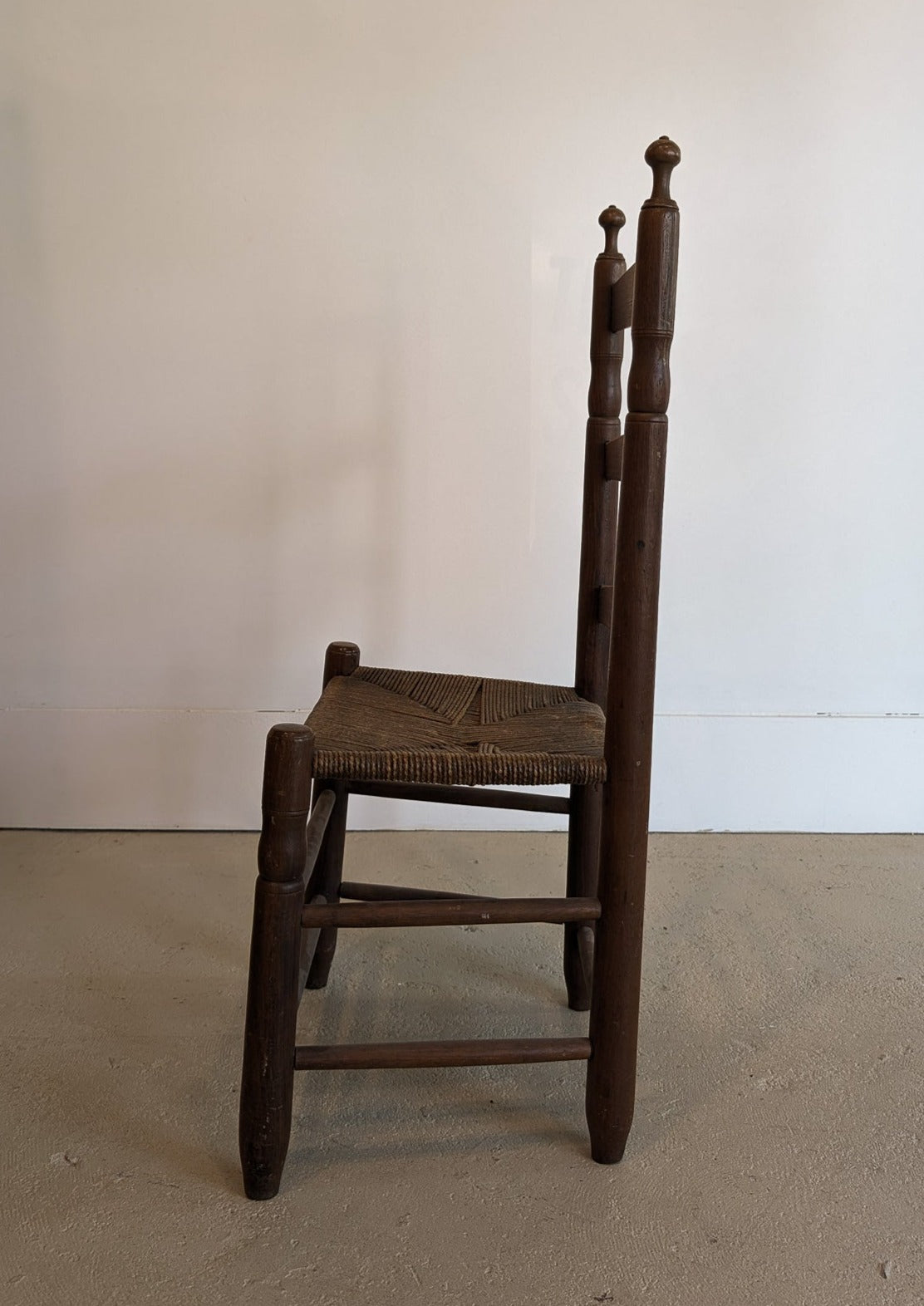 Antique Ladder Back Chair with Woven Seat