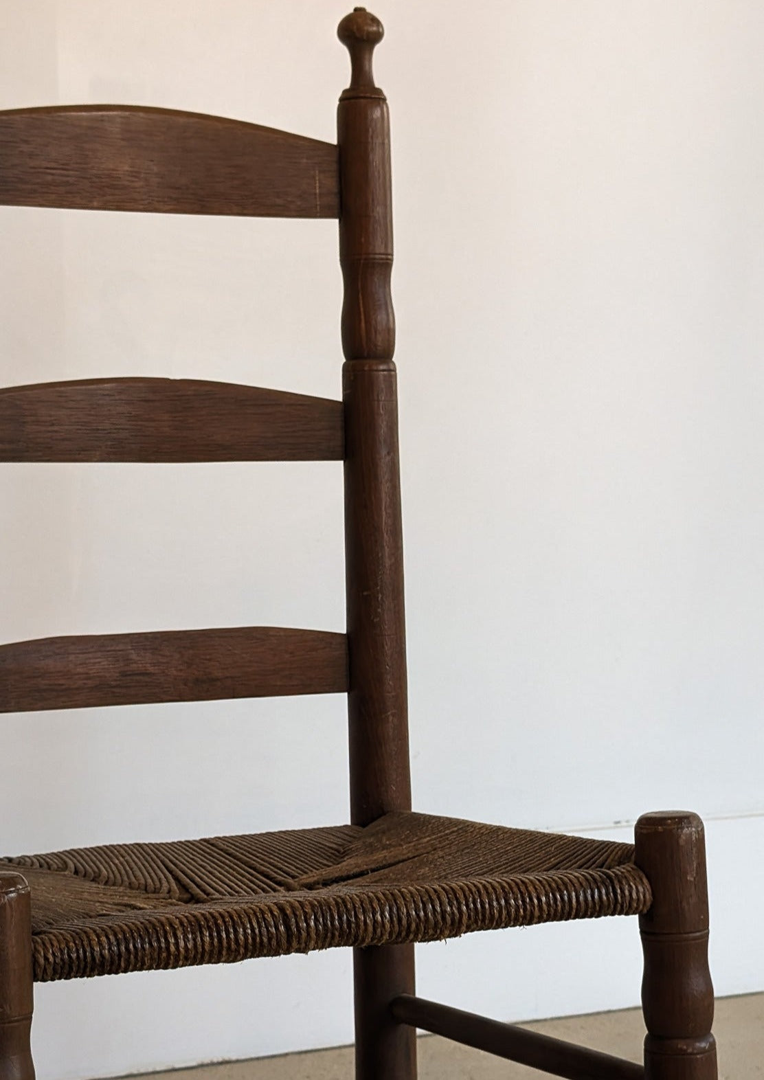 Antique Ladder Back Chair with Woven Seat