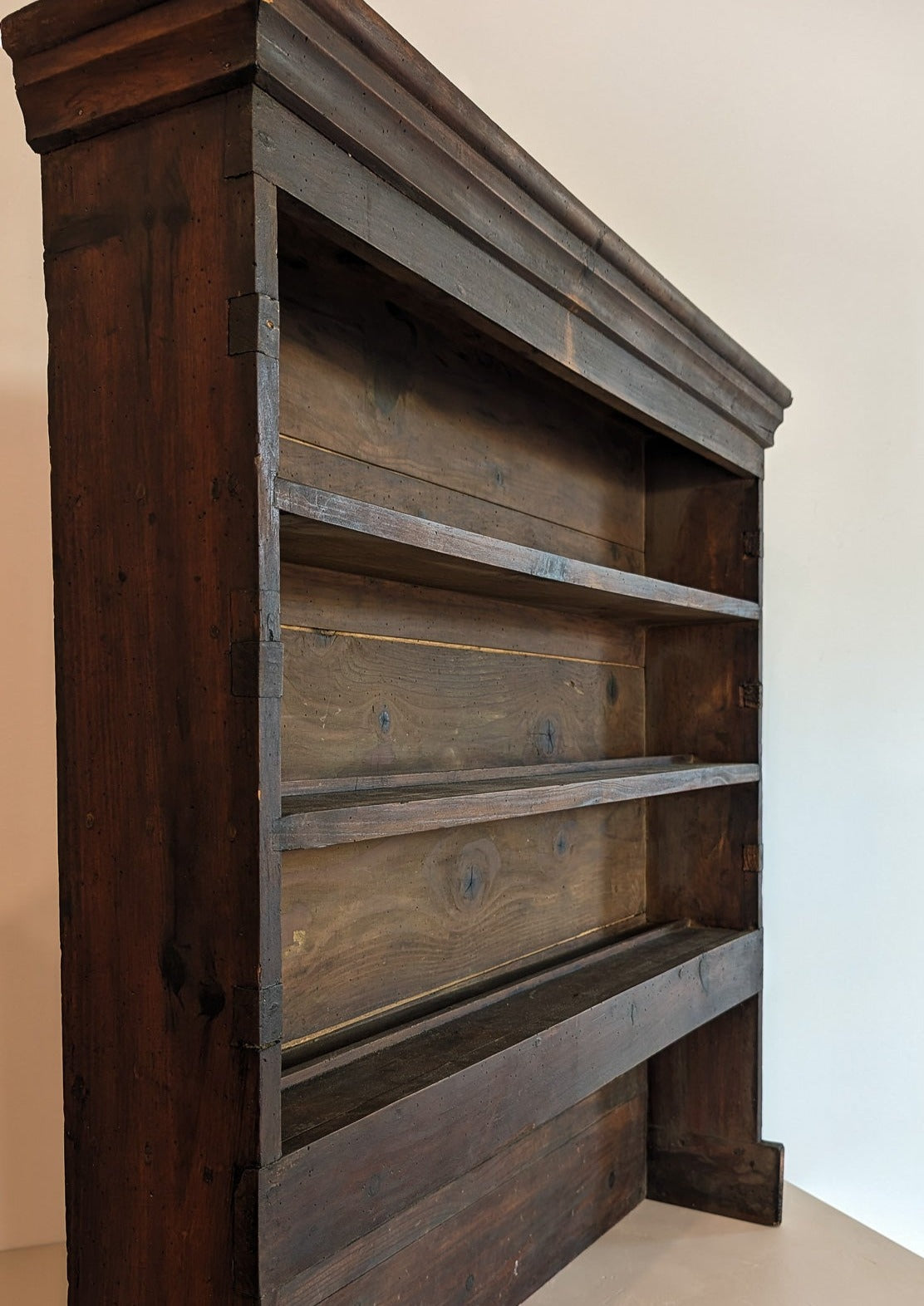 1860s Antique French Dark Wooden Plate Rack