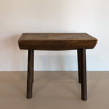 Vintage Hand-crafted Solid Walnut Stool - Large