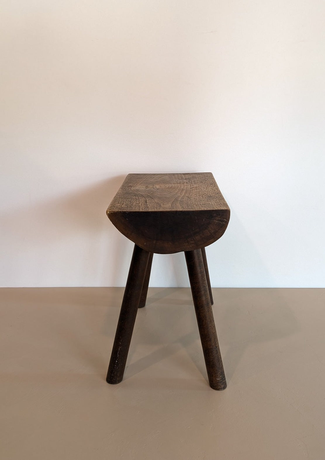 Vintage Hand-crafted Solid Walnut Stool - Large