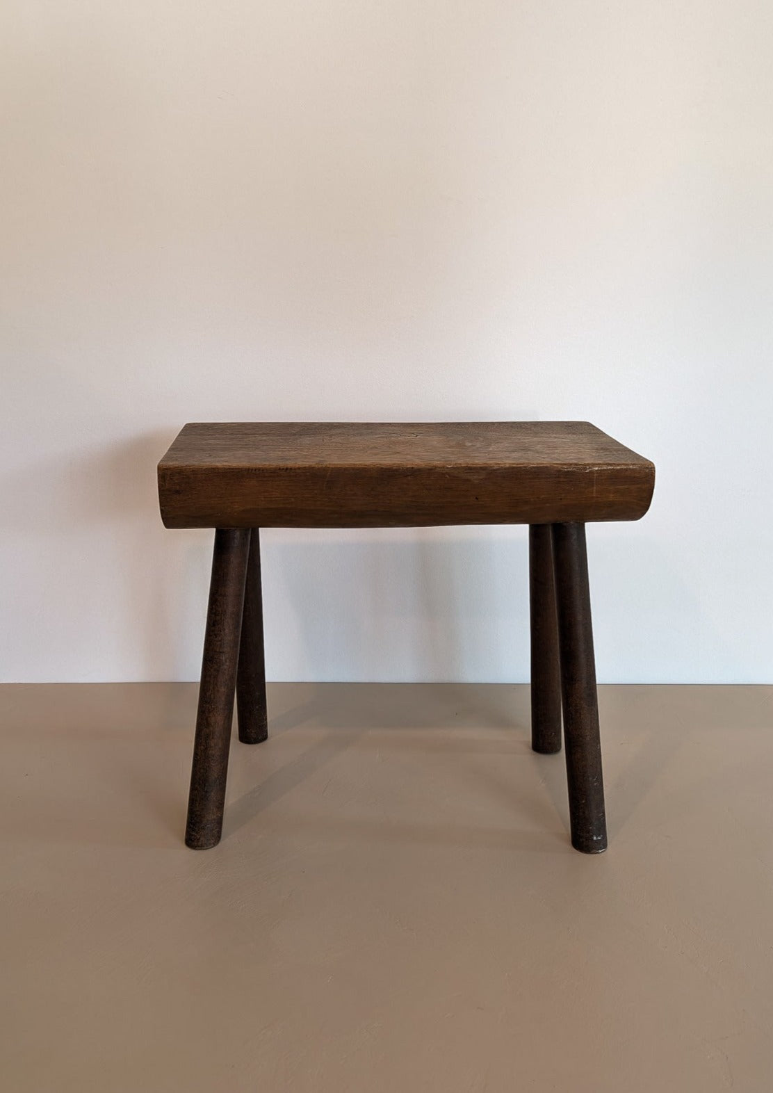 Vintage Hand-crafted Solid Walnut Stool - Large