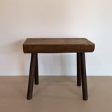 Vintage Hand-crafted Solid Walnut Stool - Large