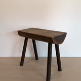 Vintage Hand-crafted Solid Walnut Stool - Large