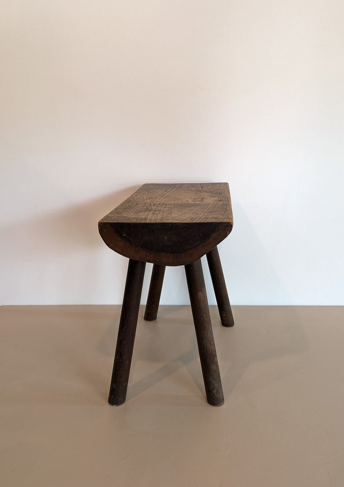 Vintage Hand-crafted Solid Walnut Stool - Large