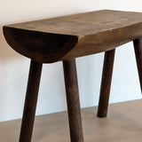 Vintage Hand-crafted Solid Walnut Stool - Large