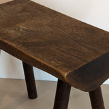 Vintage Hand-crafted Solid Walnut Stool - Large