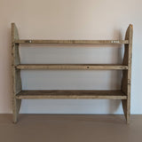 Primitive Red and White Handmade Shelving Unit with Wavy Edge Detailing