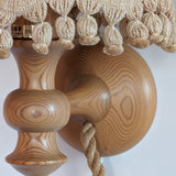 Pair of Rare Vintage Swedish AB Tranås Stilarmatur Pine and Rope Wall Sconces with Original Handmade Fringed Linen Shades