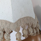 Pair of Rare Vintage Swedish AB Tranås Stilarmatur Pine and Rope Wall Sconces with Original Handmade Fringed Linen Shades