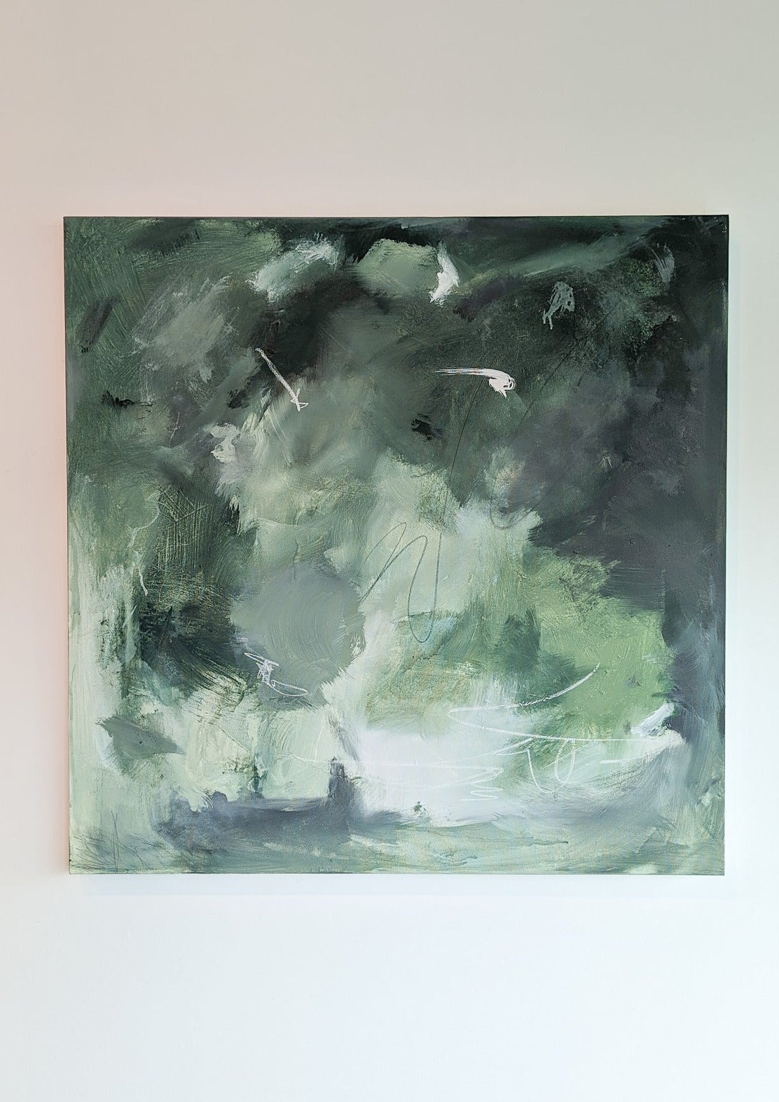 "Together" Original 36" x 36" Green Abstract Painting