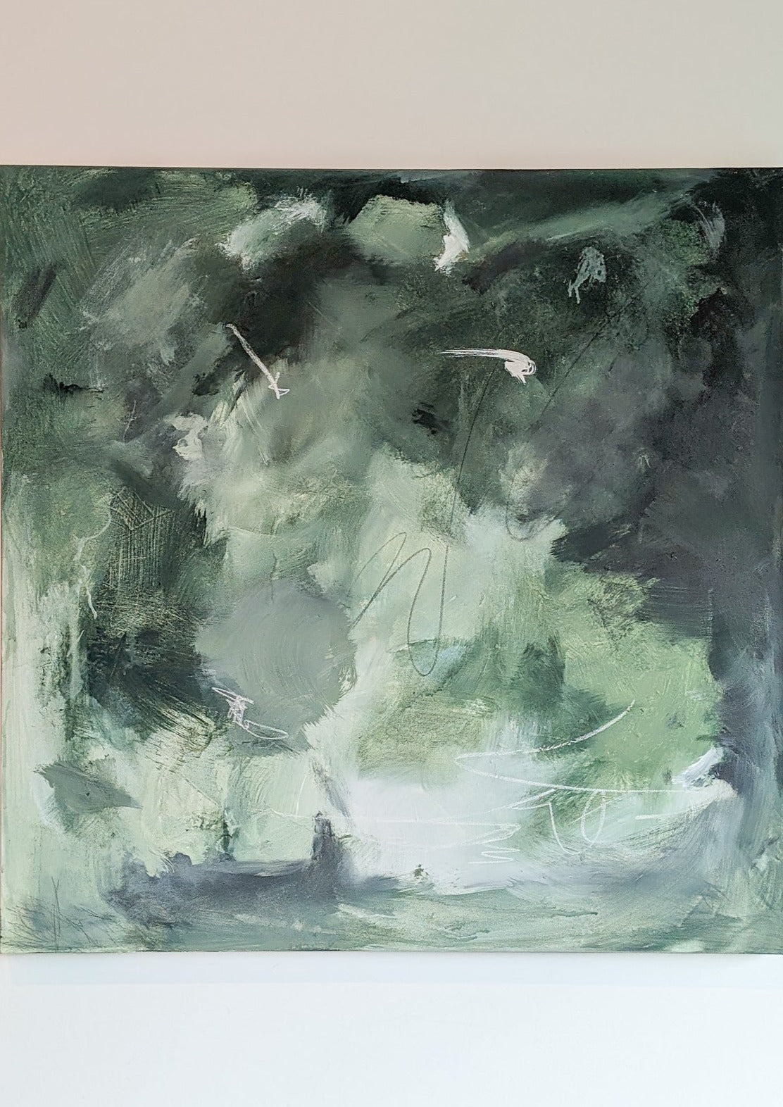 "Together" Original 36" x 36" Green Abstract Painting