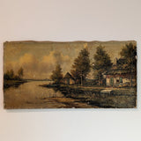 Signed Antique Aged Landscape Painting